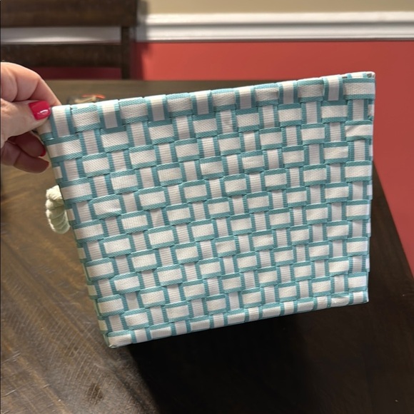 Woven Storage Basket with Rope Handles - Blue and White - Picture 2 of 4